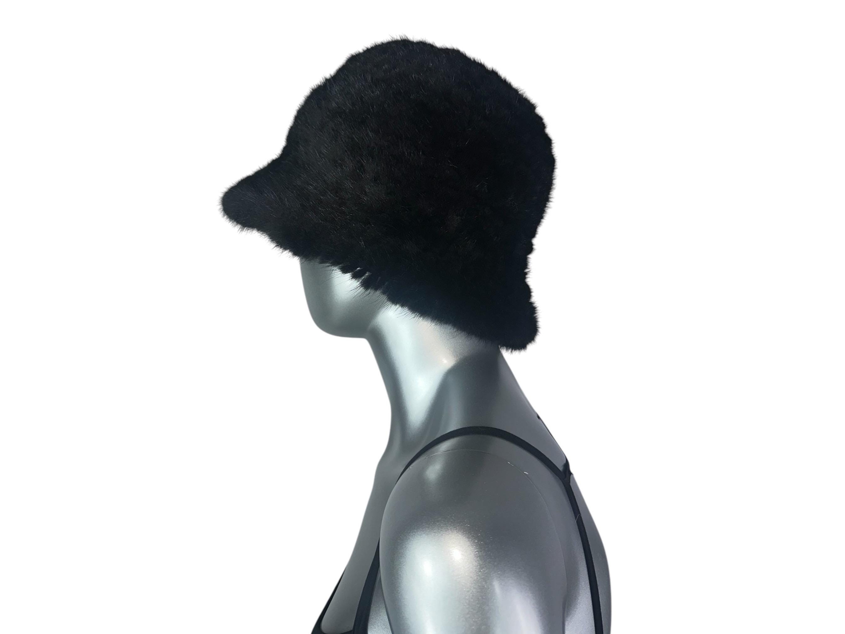 RANCH MINK Knitted Hat W/brim & Rosette, Size M/L, Certified  display picture 2