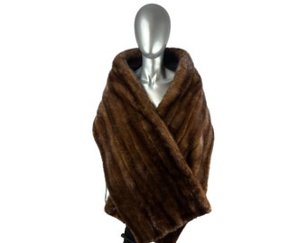 Mahogany MINK  Straight Stole,Wrap, SCAASI Designer, One Size 78” L, Certified Vintage Fur w/Storage Bag and Appraisal