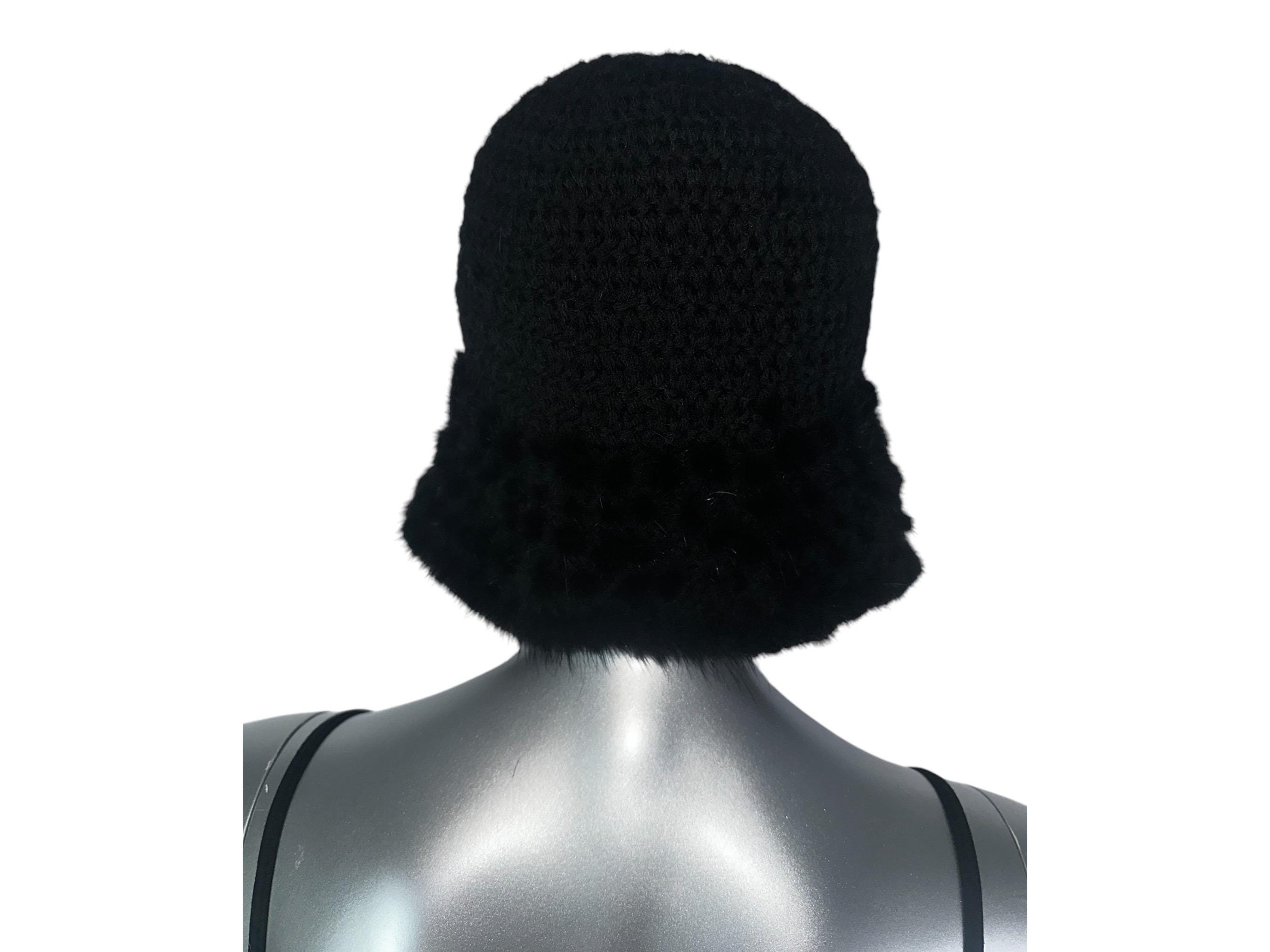 RANCH MINK Knitted Hat W/brim & Rosette, Size M/L, Certified  display picture 3