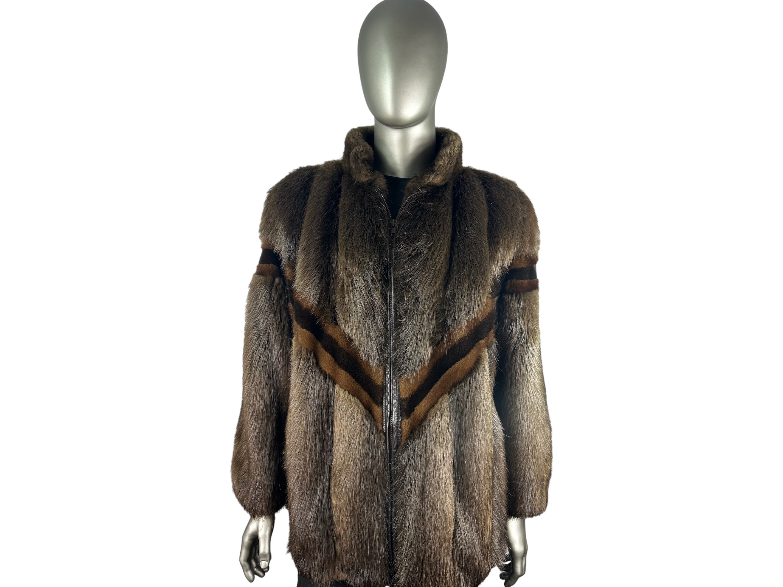 メンズビーバージャケット（ミンクインセット付き）、XLサイズ、認定