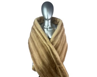Autumn Haze MINK rechte stola, omslagdoek, 78 inch l, gecertificeerd vintage bont met opbergtas