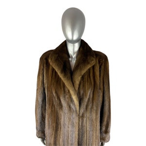 MAHOGANY Mink Coat, NINA RICCI Paris Designer, Female Pelts, Size L, Certified Vintage Fur w/Storage Bag and Appraisal