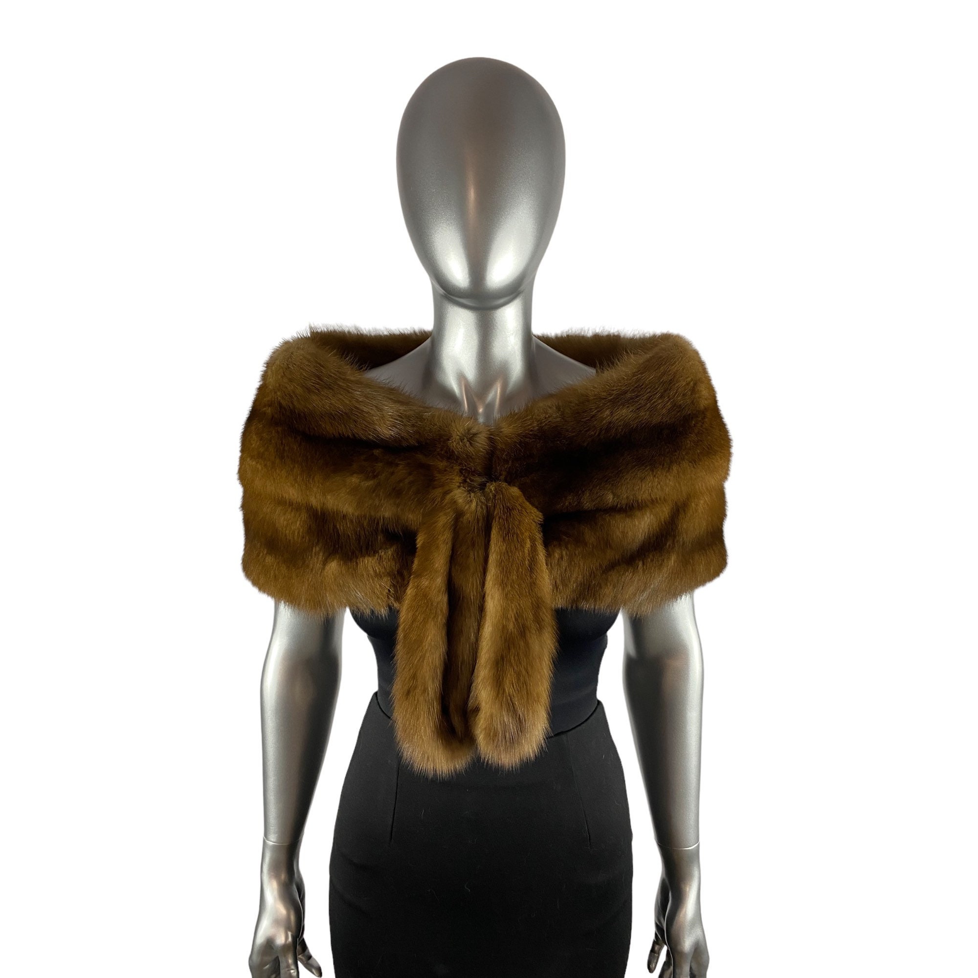 RUSSIAN SABLE STOLE, I.Magnin Designer, Size S, Certified Vintage Fur w/Storage Bag and Appraisal