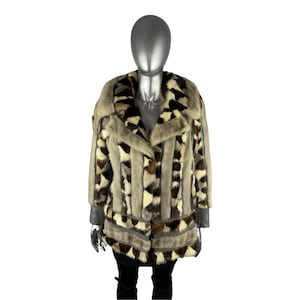 Silver Grey Multi Color MINK w/Leather Jacket, Size S/M, Certified Vintage Fur w/Storage Bag