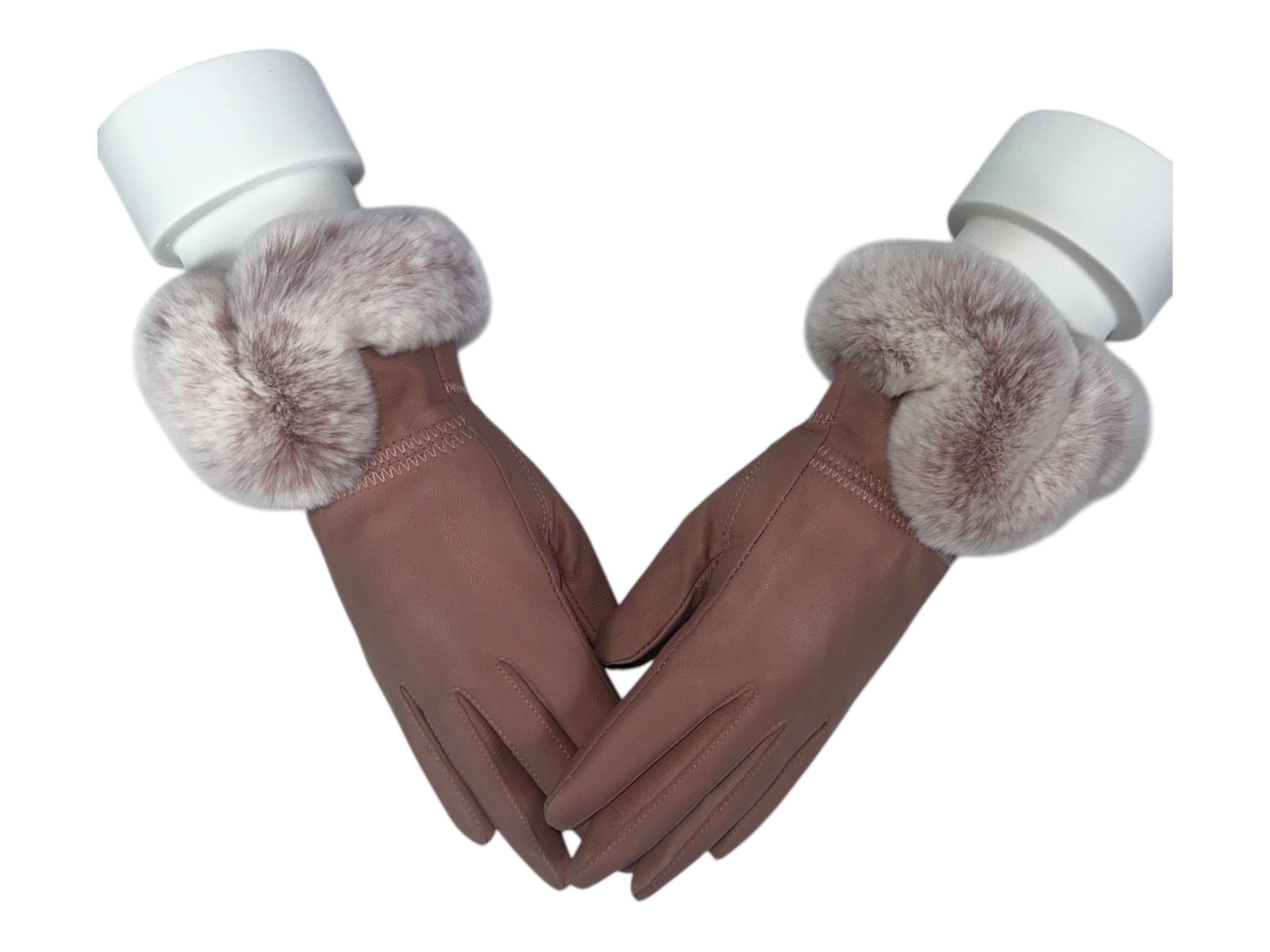 Gants Fourrure Renard Marron Doublure Peau D'agneau Taille 6.5 - Neuf Sans étiquette, Qualité Supérieure