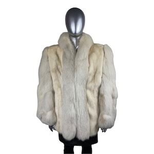 PEARL CROSS MINK Jacket w/Blush Fox Swirl Sleeves, Size M, Certified Vintage Fur, w/Storage Bag and Appraisal