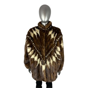 Mahagoni NERZ mit weißem NERZ Jacke, Fledermausärmel, Größe L / XXXL, Zertifiziertes Vintage-Pelz, mit Aufbewahrungstasche und Bewertung