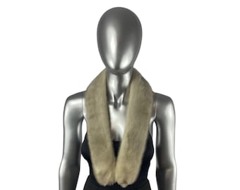 SILVER-GRAY Cerrulean Mink Scarf, 38” L, Certified Vintage Fur