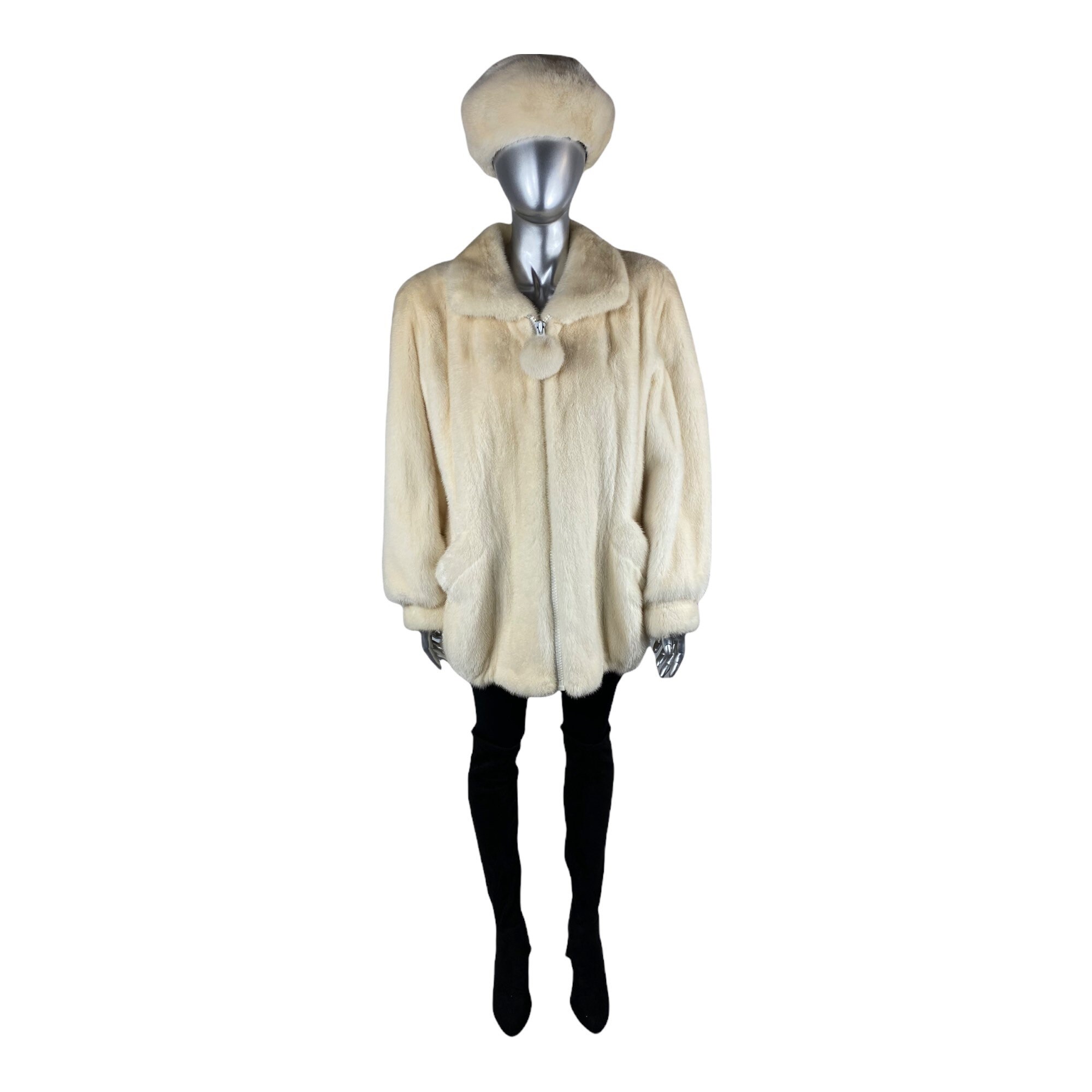 PEARL MINK ジャケット、ミンクハット付き、サイズM、認定