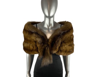 RUSSIAN SABLE STOLE, Size S/M, Directional Pelts, w/6 Tails,  Certified Vintage Fur w/Appraisal