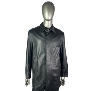 Men's Black Lamb Leather Blazer, Size 52 (42 US ) M, J Men's Black Lamb Leather Blazer, Size 52 (42 US ) M, J