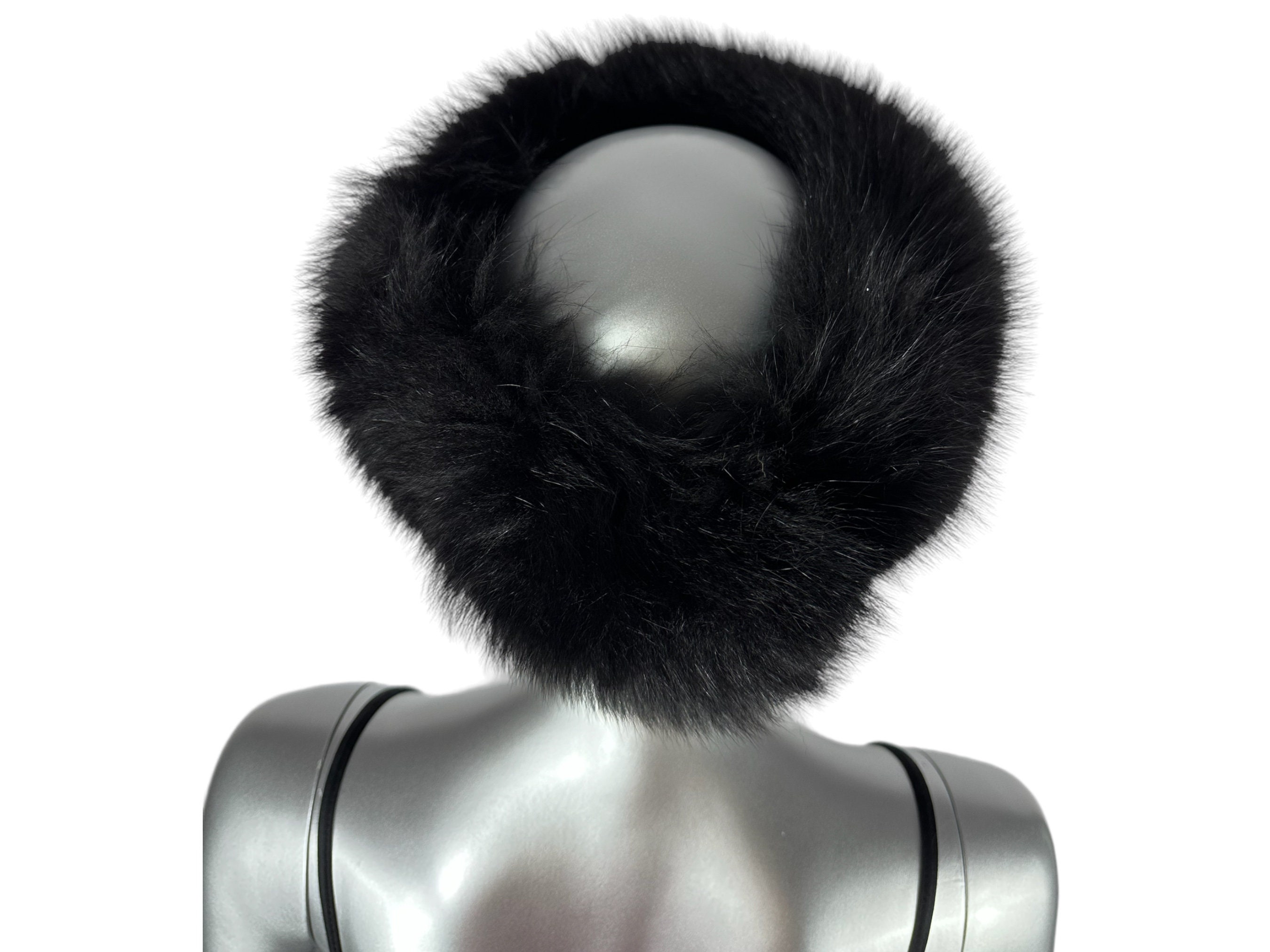 Black Dyed FOX Headband, Size 23”-L, Adjustable, Certified Vintage Fur Black Dyed FOX Headband, Size 23”-L, Adjustable, Certified  main image 2