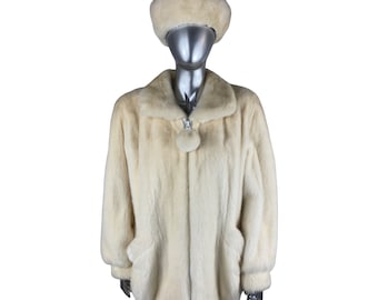 PEARL MINK Jacket, w/Mink Hat, Size M, Certified Vintage Fur, w/Storage Bag and Appraisal