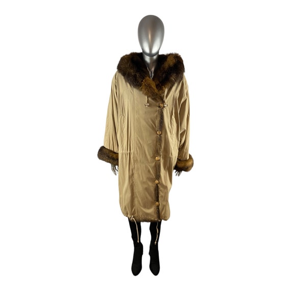 Camel Microfiber Raincoat, w/New Zealand OPOSSUM … - image 2