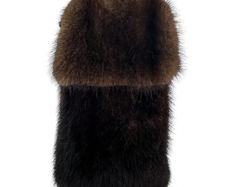 MAHOGANY MINK Knitted Hat W/brim & Rosette, Size M/L  display picture 2