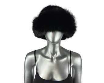 Cappello lavorato a maglia RANCH MINK con volpe, taglia XXL-27” con fascia regolabile, pelliccia vintage certificata