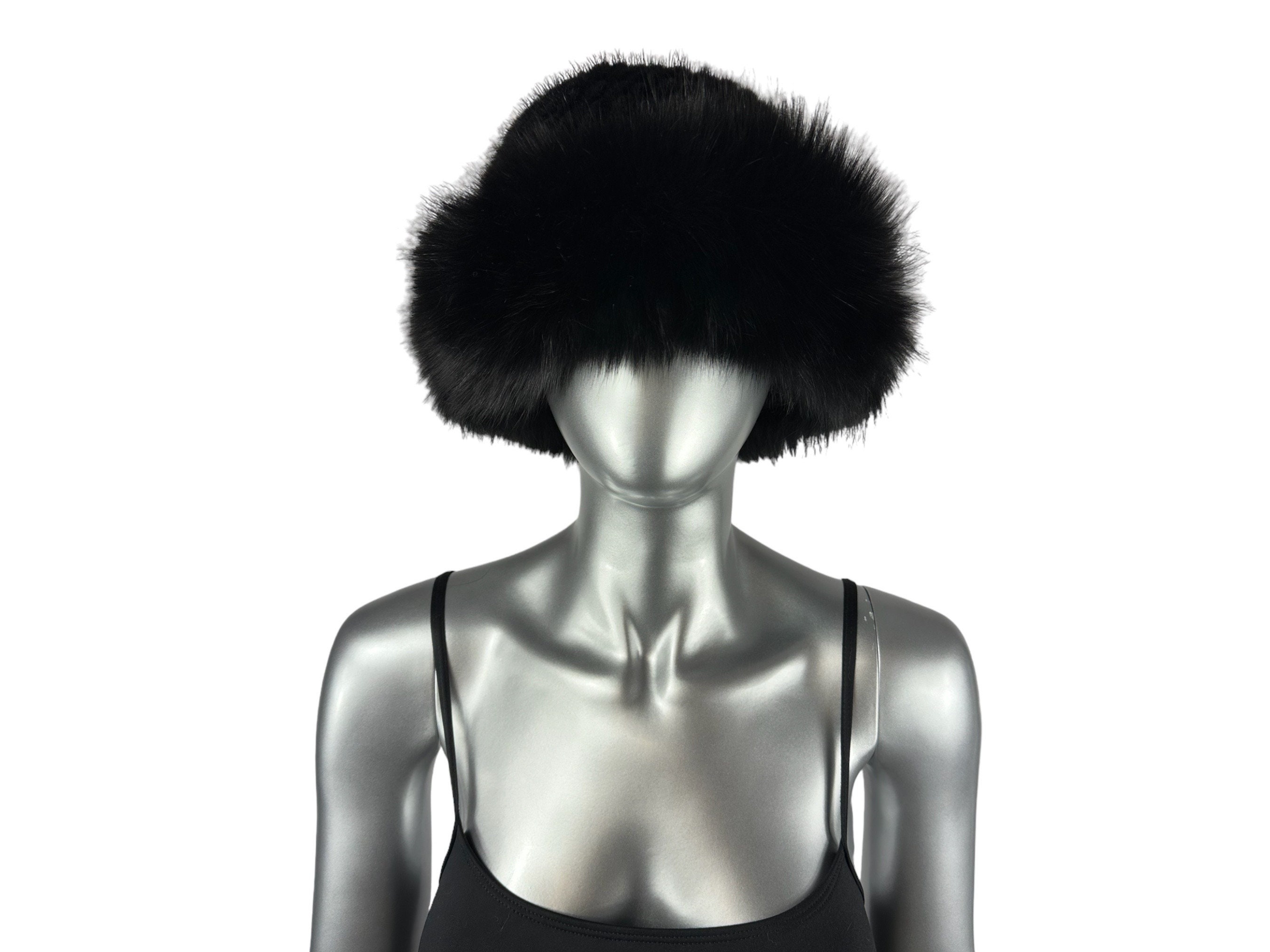 RANCH MINK Knitted Hat W/fox, Size XXL-27” Adjustable Band 