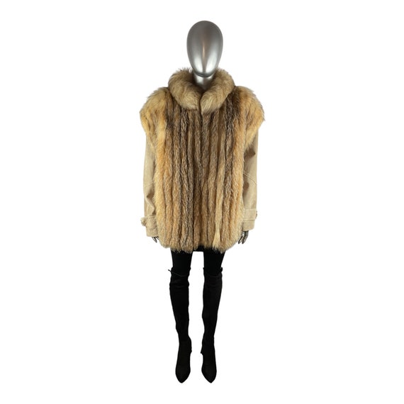 Crystal Fox Vest w/Suede Sleeves, Size XL, Certif… - image 2