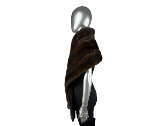 Dark MAHOGANY MINK Straight Stole w/Tails, One Si… - image 3