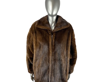 Mahogany MINK Corded Jacket, SAGA, Size M/L, Certified Vintage Fur w/Storage Bag and Appraisal