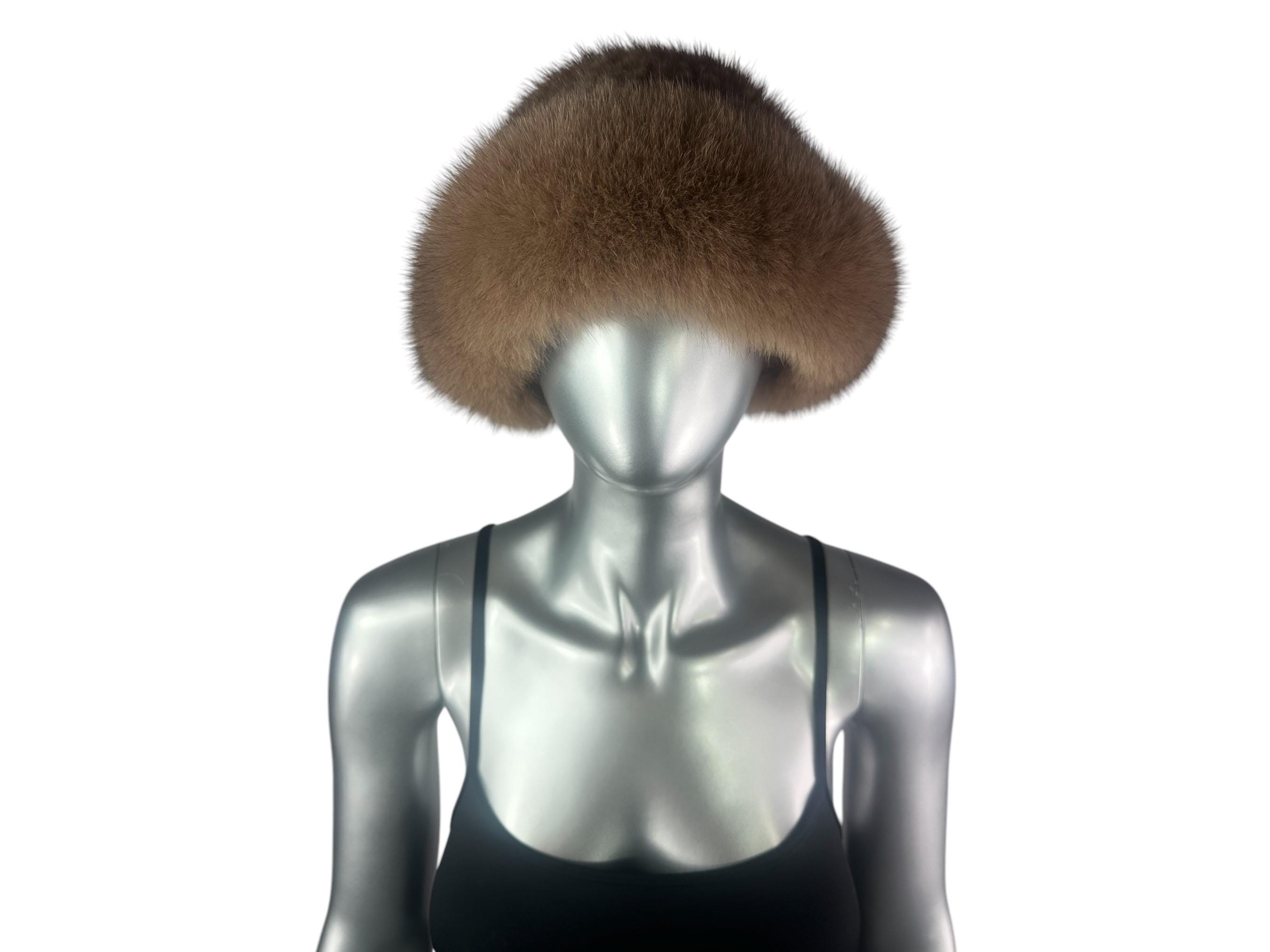 Pastel MINK Knitted Hat W/fox, Size XL-26” Adjustable Band  display picture 2