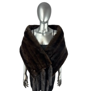 Dark MAHOGANY MINK Straight Stole, Double Sided Mink, Size 60”L, Certified Vintage Fur w/Storage Bag and Appraisal