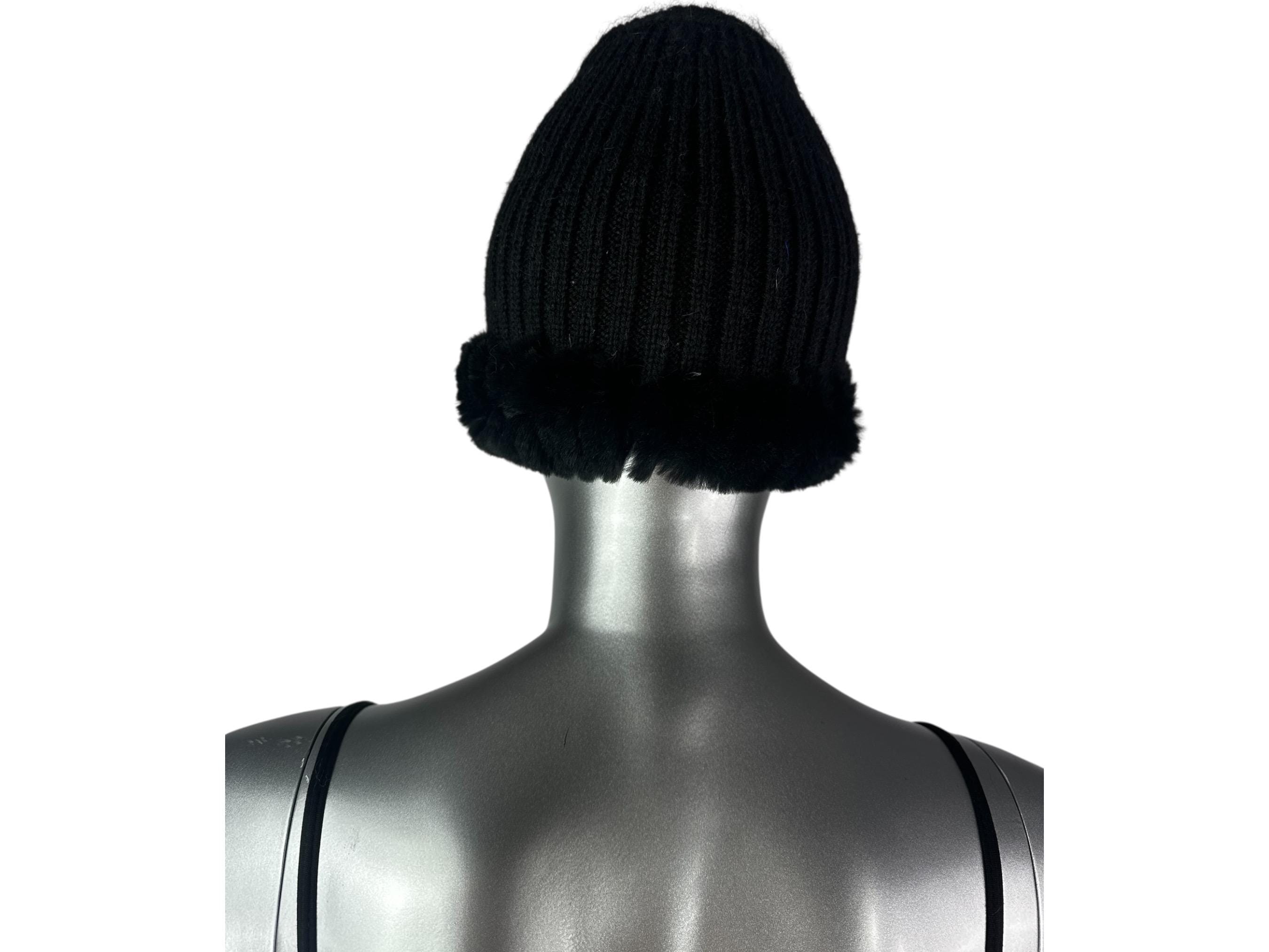 Black REX RABBIT Hat W/black FOX Crown, One Size 21-24” W  display picture 1