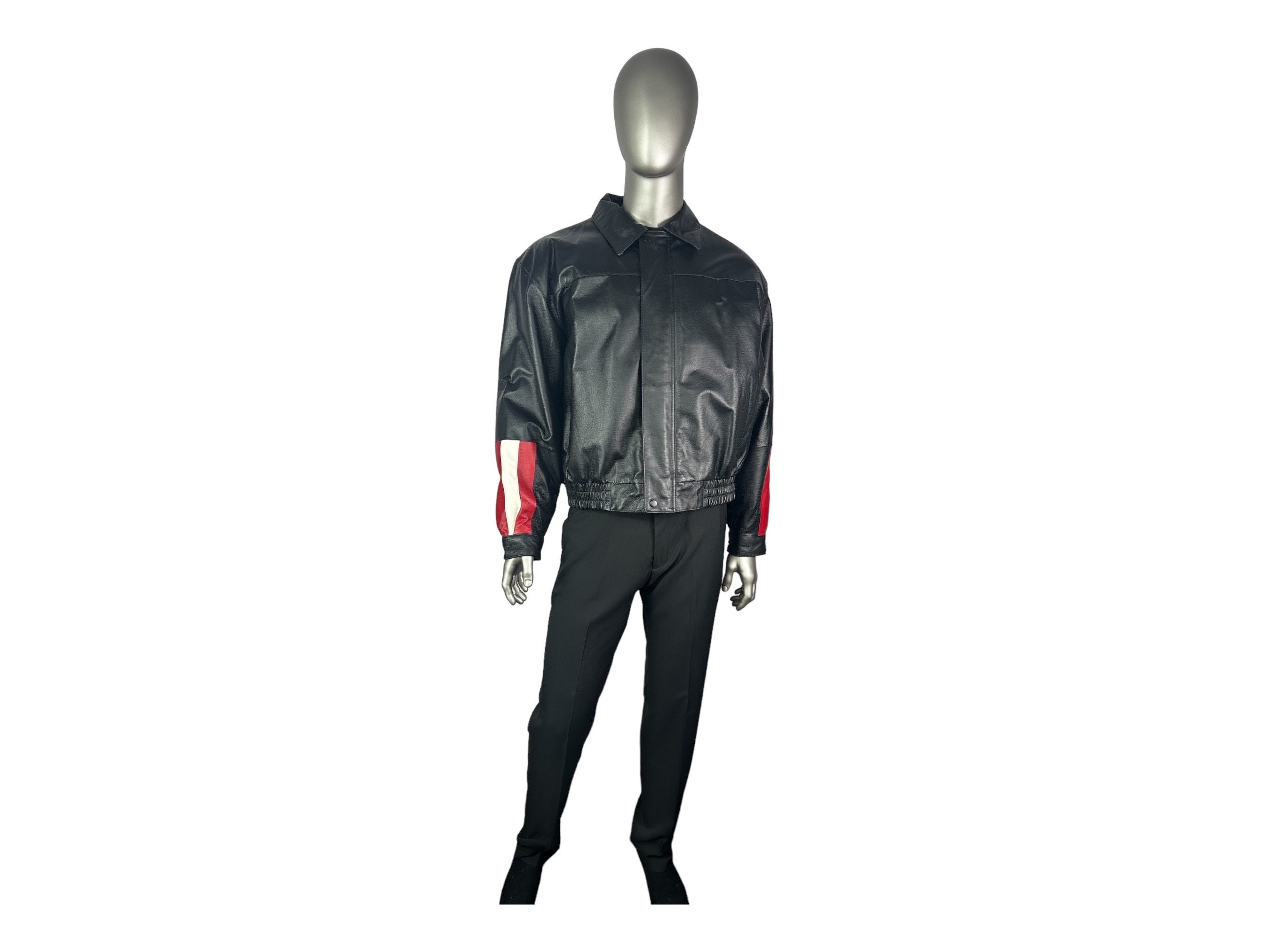Men's Black LEATHER USA Eagle Jacket, Size XL, Certified Men's Black LEATHER USA Eagle Jacket, Size XL, Certified