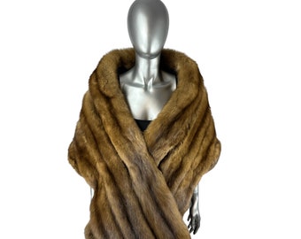 RUSSIAN SABLE Straight Stole w/Curved Back, GIVENCHY Designer, One Size 80”L, Certified Vintage Fur w/Storage Bag and Appraisal