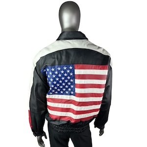 Stunning Vintage Statement USA Flag Leather Jacket 90s