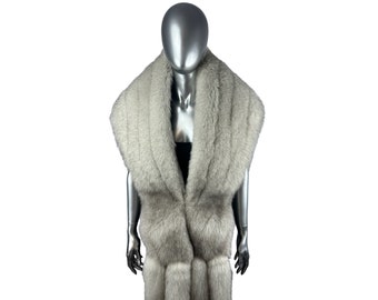Blue Fox Stole, Wrap, One Size 64” L, SAGA, Certified Vintage Fur w/Storage Bag