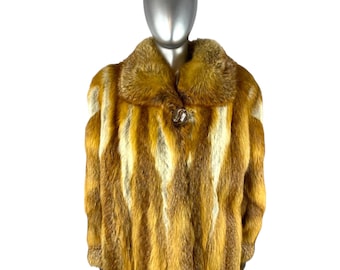RED FOX Coat, Size 2XL, Certified Vintage Fur w/Storage Bag and Appraisal