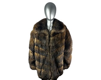 高級*オポッサム*本毛皮*ショールカラー*コート*36475 ニュージーランド産ポッサムファーコート、ミディアムサイズ、柔らかく