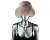 Pink Knitted REX RABBIT Hat w/PINK FOX Trim, Sz 22”-24”, Certified Vintage Fur Pink Knitted REX RABBIT Hat W/pink FOX Trim, One Size 22”-24  main image 3