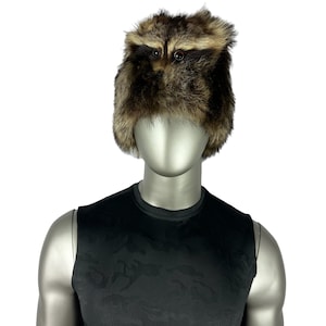 Herren RACCOON Fur Davy CROCKETT Hat w / Gesicht, Größe XXXL 25 &quot;-26&quot;, zertifiziertes Vintage Fur