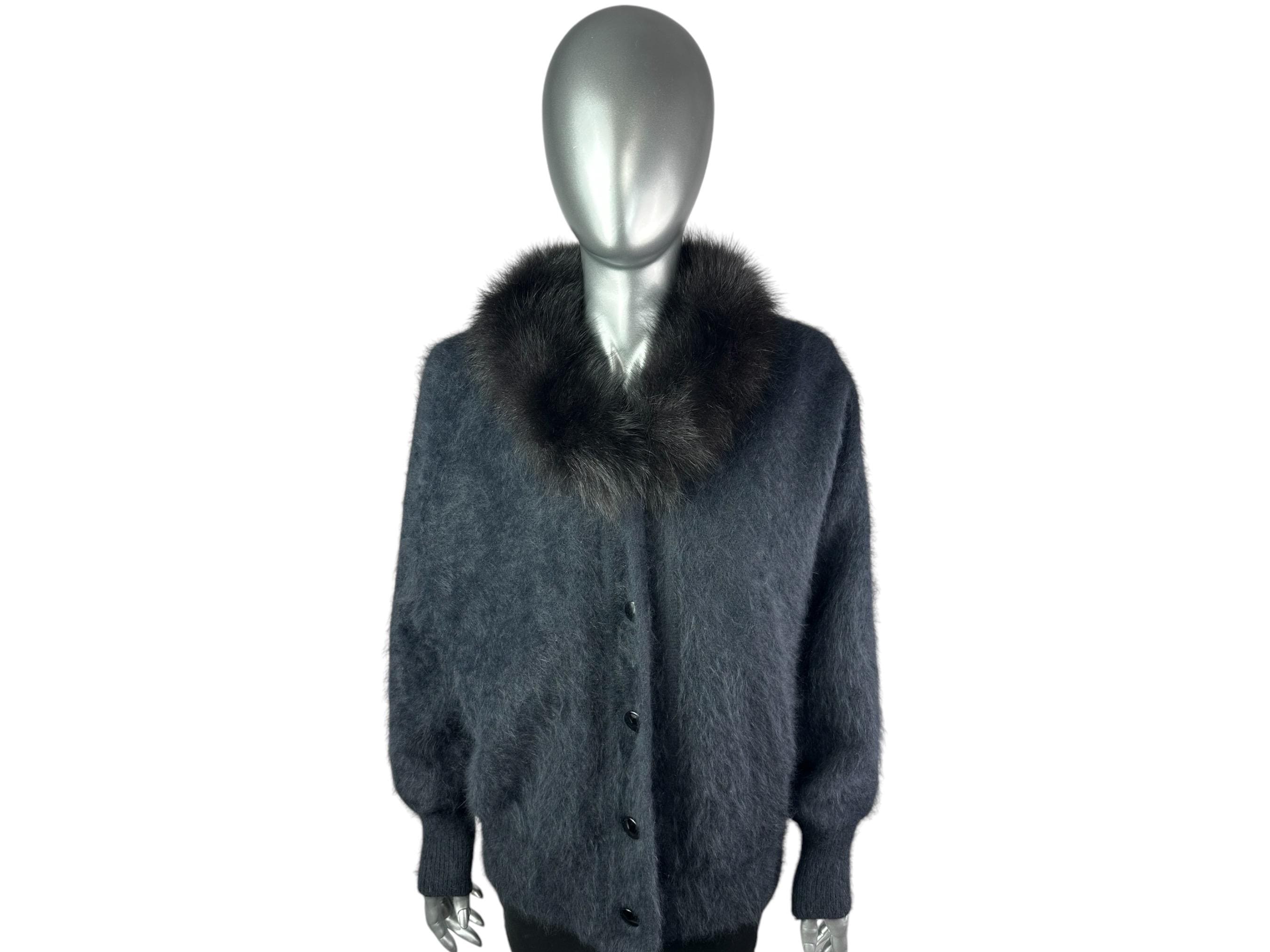 ナウンレス NOUNLESS BIG COLLAR KNIT FUR JACKET （BLUE