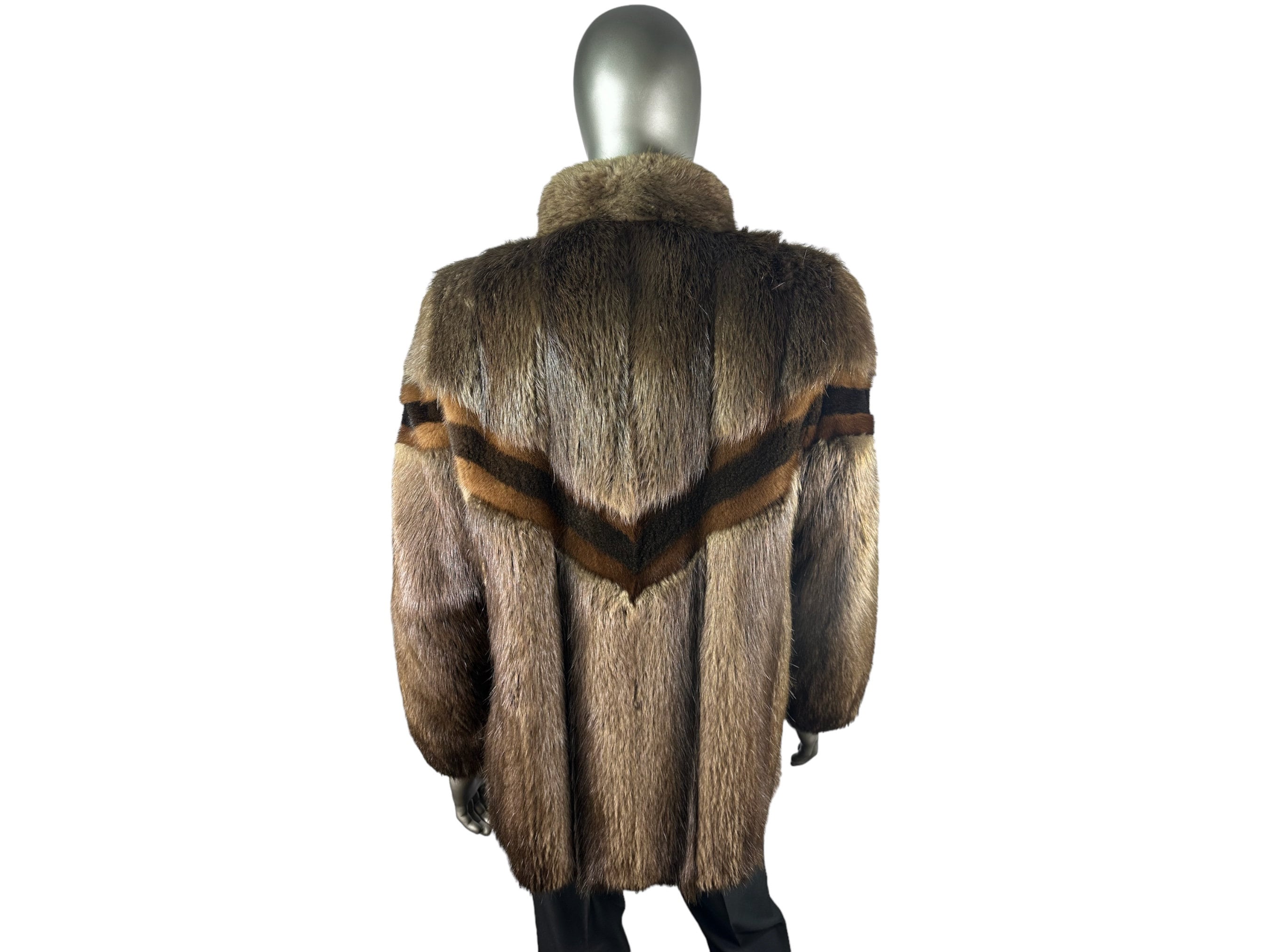 メンズビーバージャケット（ミンクインセット付き）、XLサイズ、認定