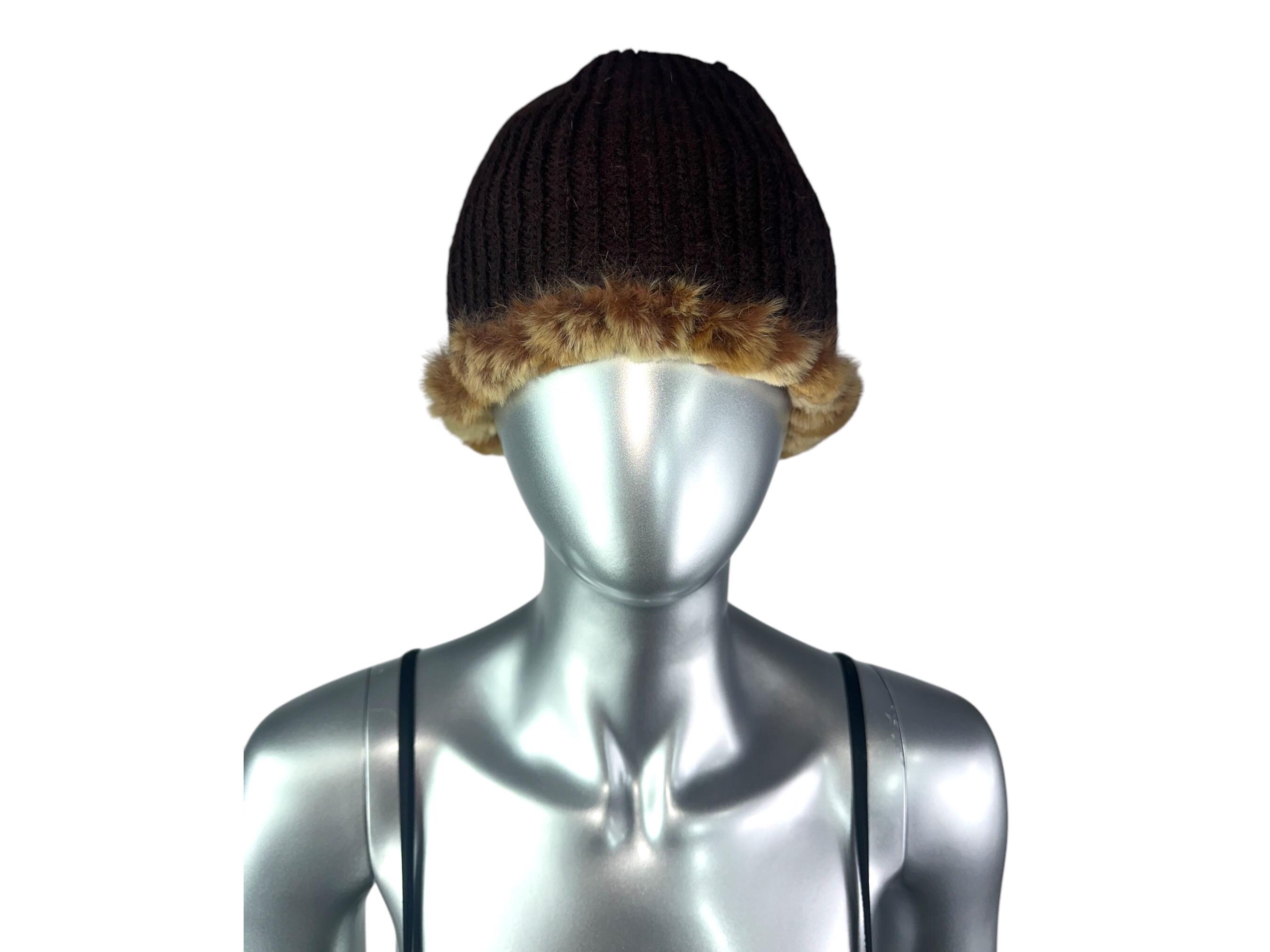 Snow Top Knitted REX RABBIT Hat, One Size 21”-24” W/stretch  display picture 1