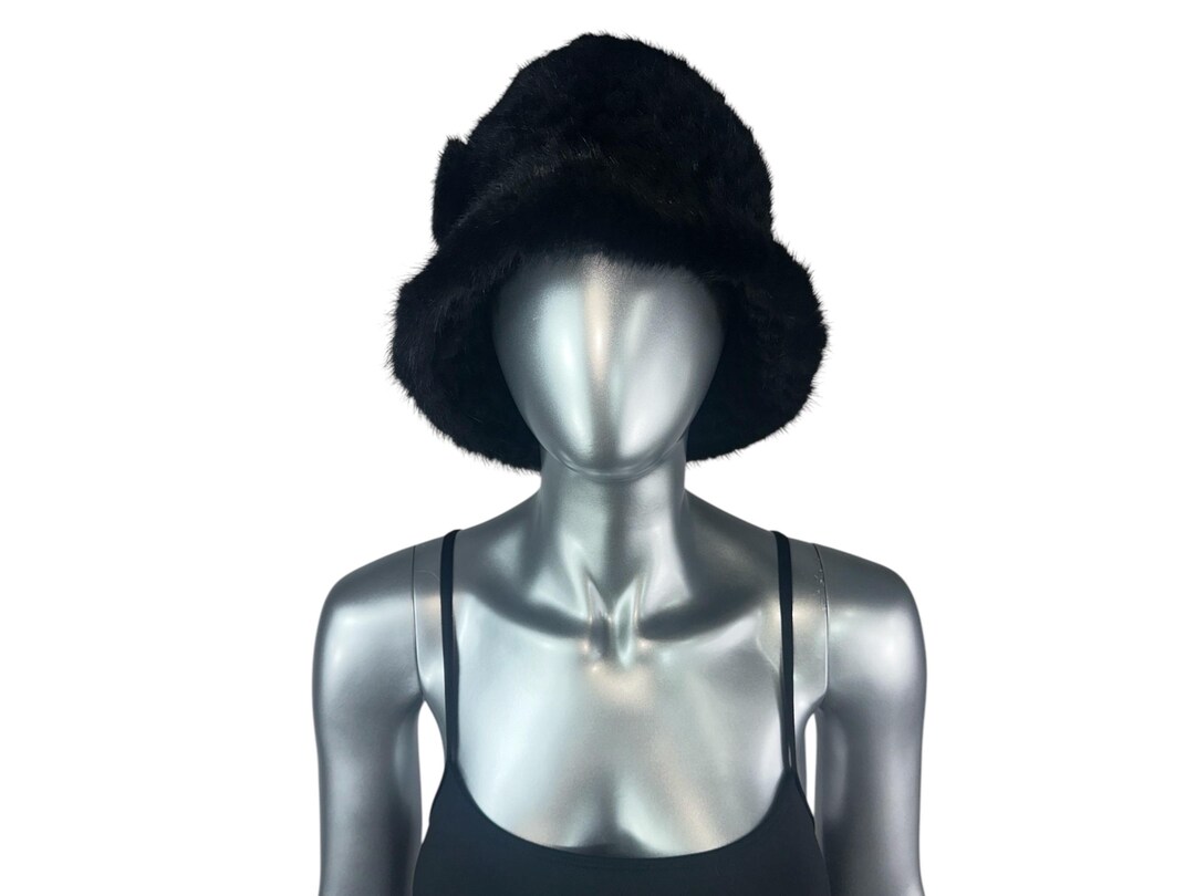 RANCH MINK Knitted Hat W/brim & Rosette, Size M/L, Certified  display picture 1