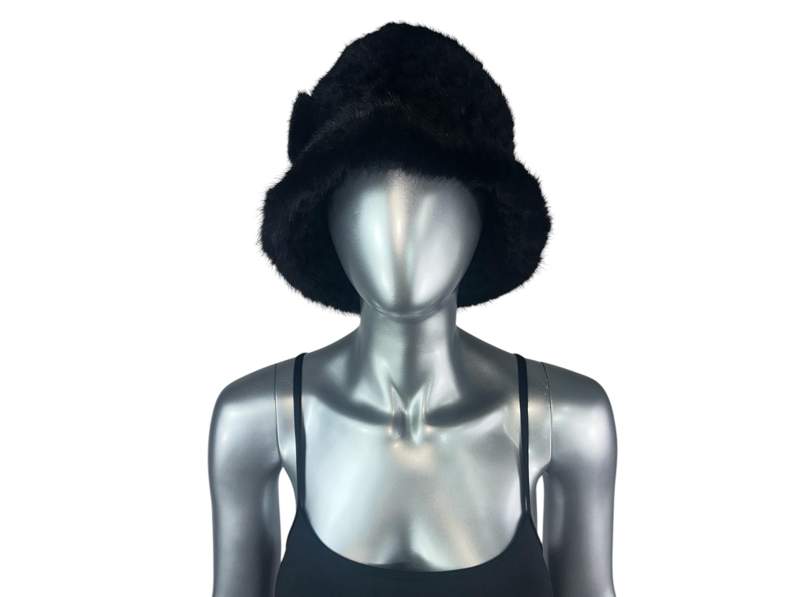 RANCH MINK Knitted Hat W/brim & Rosette, Size M/L, Certified  display picture 3