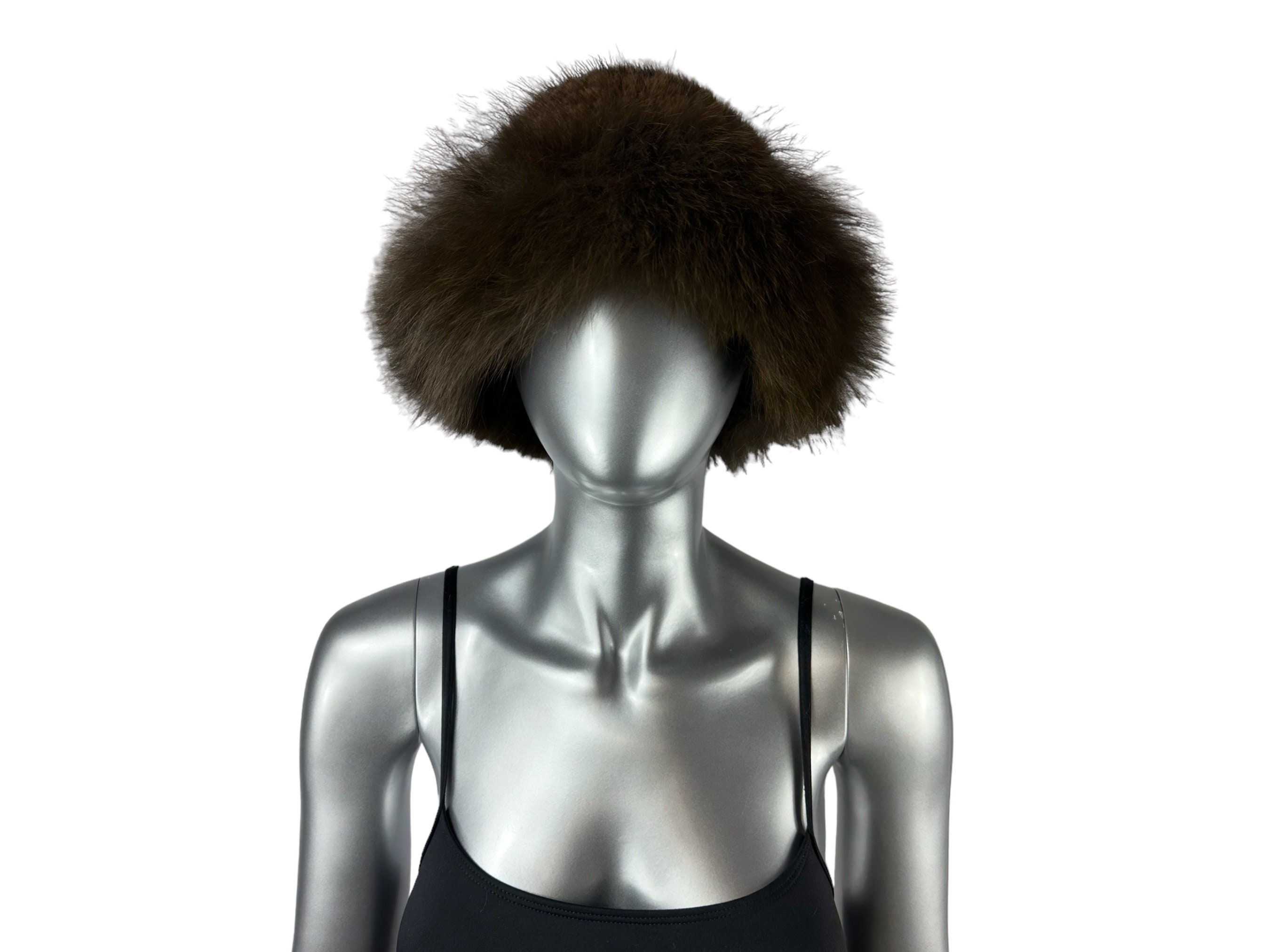 Mahogany MINK Knitted Hat w/FOX Trim, Sz 27” Adjustable, Certified Vintage Fur Mahogany MINK Knitted Hat W/fox, Size XXL-27” Adjustable  main image 4