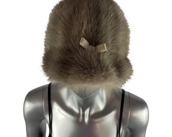 Silver Gray Cerrulean MINK Baseball Hat, Sz 23”, Certified Vintage Fur Silver Gray CERRULEAN MINK Hat, Sz L-23” Certified Vintage  main image 2