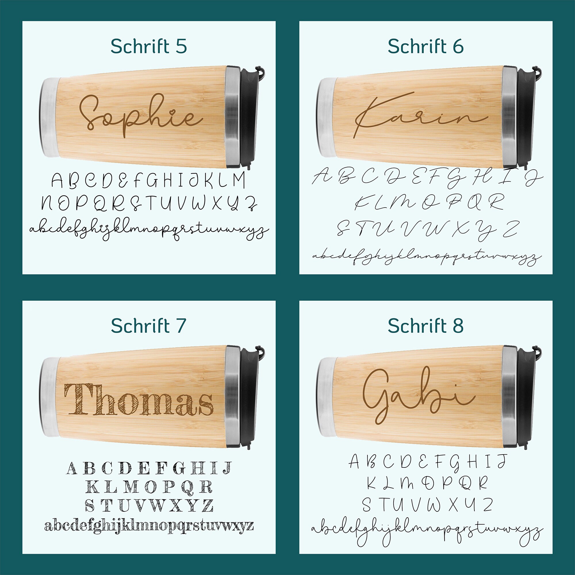 Personalisierter Bambus Togo Becher - Graviert Mit Deinem Wunschnamen | 8  Verschiedene Schriftarten >> Unser Nachhaltiger Geschenktipp << - Etsy