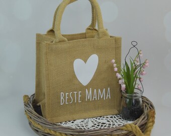 Muttertagsgeschenkidee: Stilvolle Mini Jutetasche als perfekte Geschenkverpackung und Mitbringsel für die beste Mama!