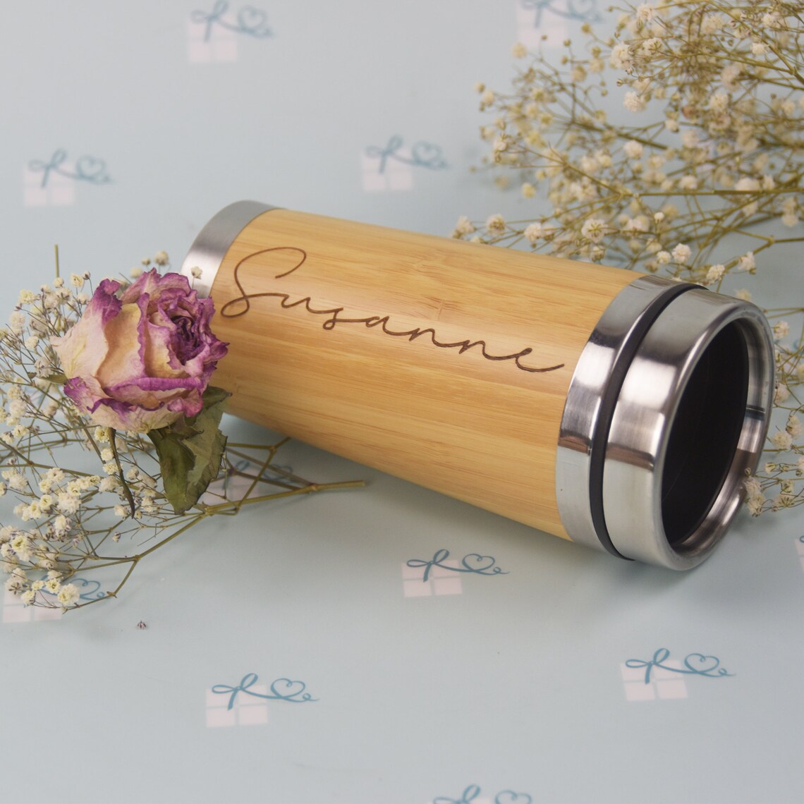 ToGo Becher Bambus mit Wunschname graviert 5 verschiedene Etsy