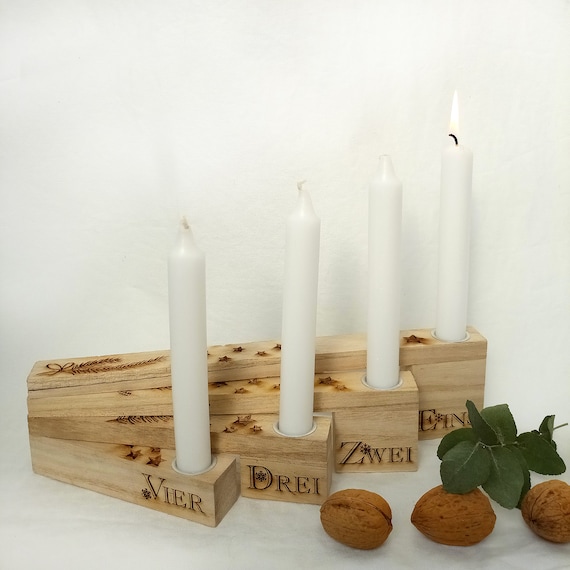 Advents-Kerzenständer | Adventskranz mal anders | Adventskerzenleuchter aus Holz | weihnachtlicher Kerzenhalter für 4 Kerzen | Adventskerzen