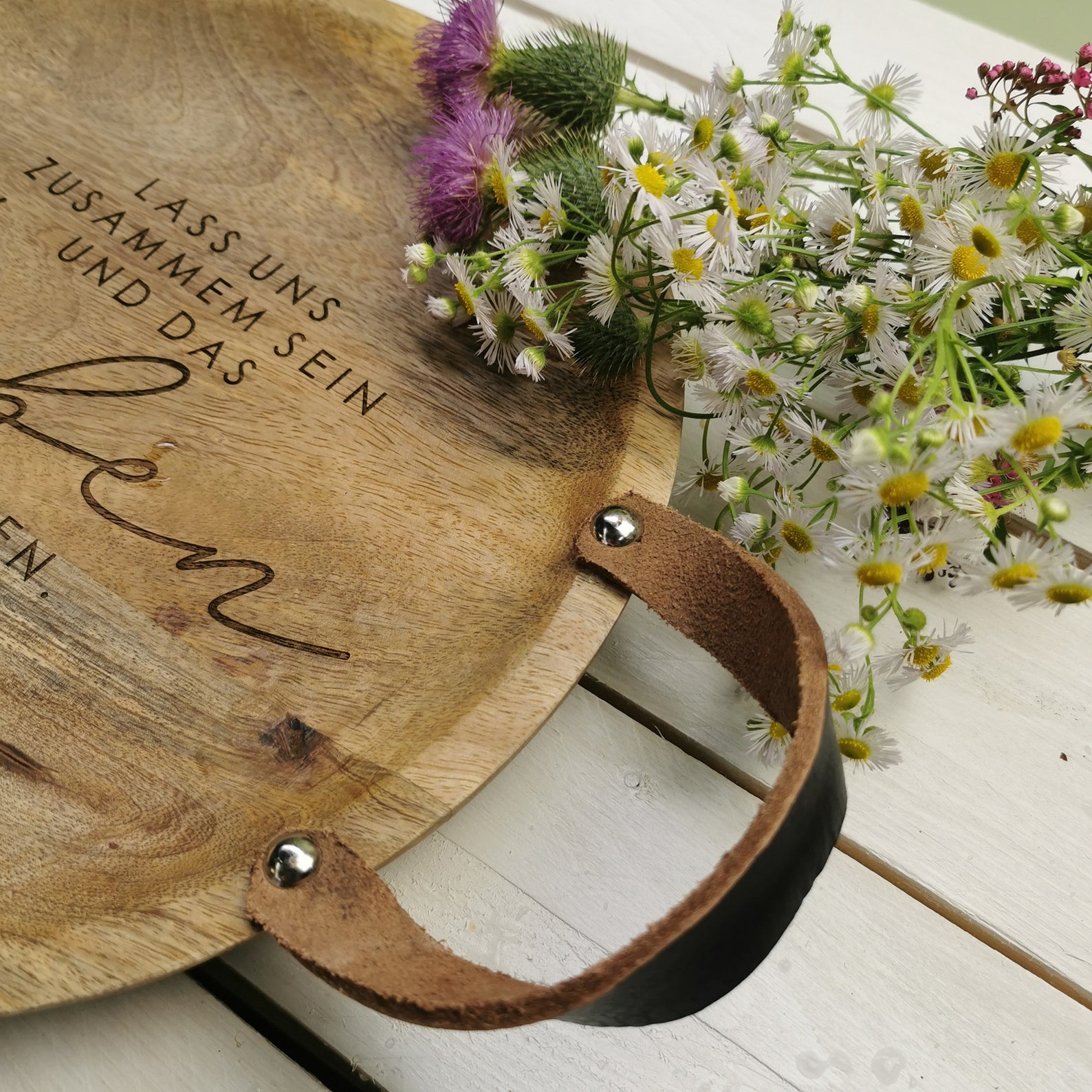 Holz Tablett Mit Gravur - Geschenk Für Beste Freundin Oval
