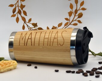 Personalisierter Bambus Togo Becher - Graviert Mit Deinem Wunschnamen | 8  Verschiedene Schriftarten >> Unser Nachhaltiger Geschenktipp << - Etsy