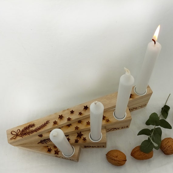 Advents-Kerzenständer | Adventskranz mal anders | Adventskerzenleuchter aus Holz | weihnachtlicher Kerzenhalter für 4 Kerzen | Adventskerzen