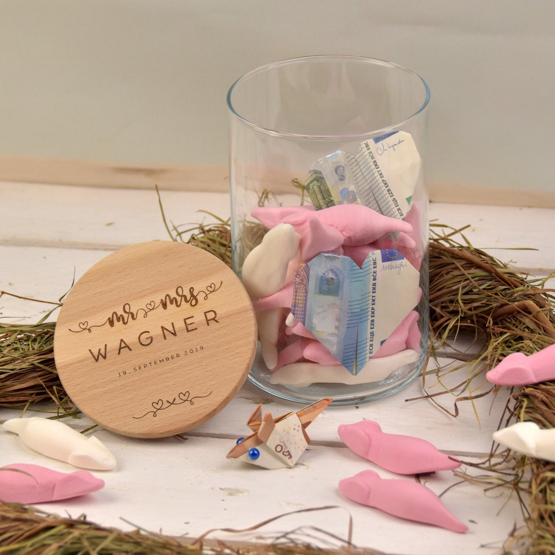 Vorratssglas mit Namen Geldgeschenk für die Hochzeit mr mrs Geschenk